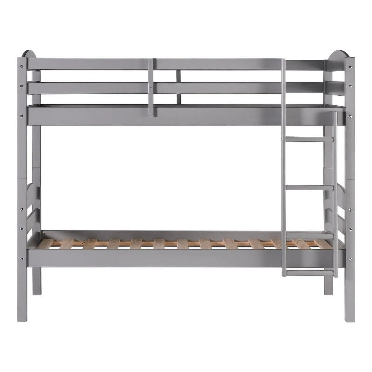 Gray Solid Wood Twin-over-Twin Bunk Bed Frame W4279
