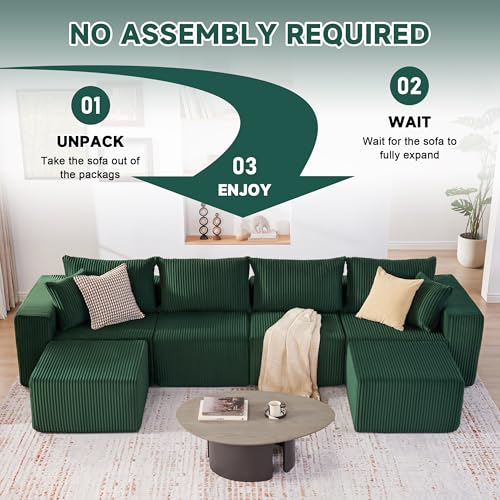 107.4" Beige Corduroy Modular Sectional Sofa J2300