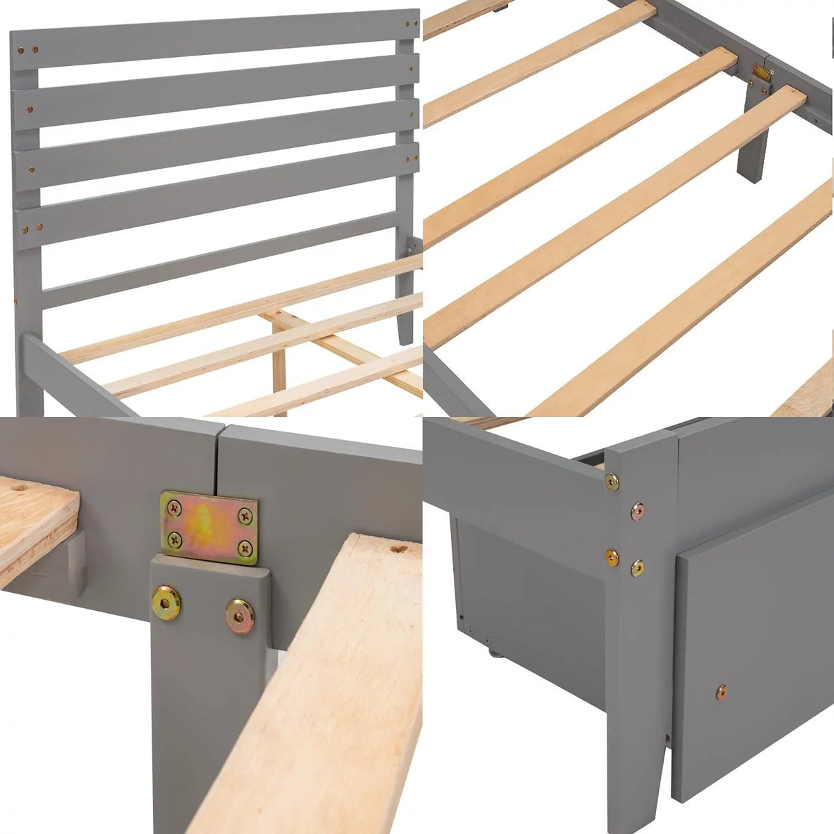 Queen Wood Platform Bed Frame with Storage Drawers and Headboard X6385