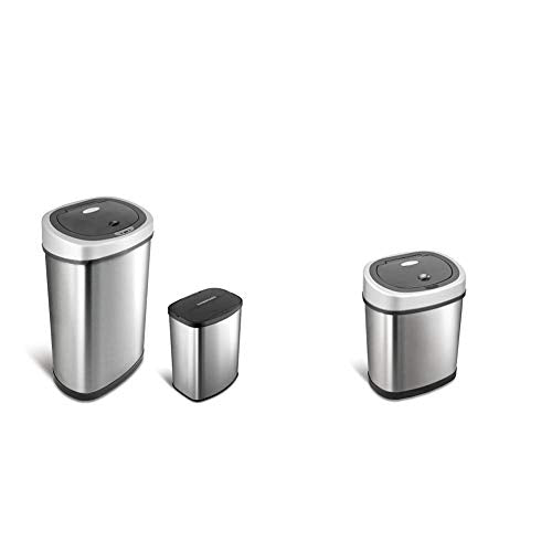 Automatic Touchless Infrared Motion Sensor Trash Can Combo Set, 13 Gal & 2 Gal Stainless Steel M81768