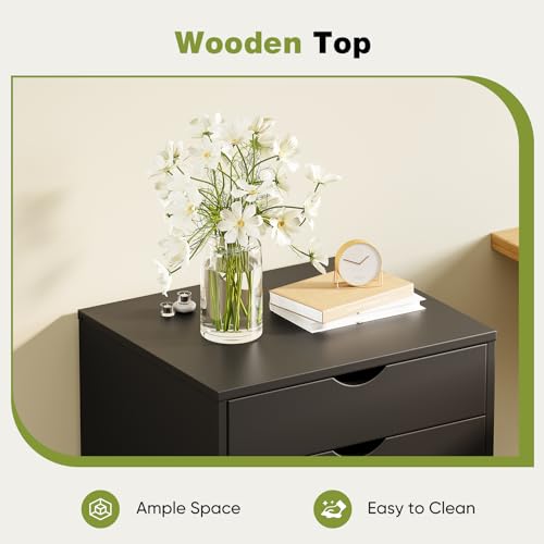 Black 7 Drawer Wood Dresser with Wheels N70980
