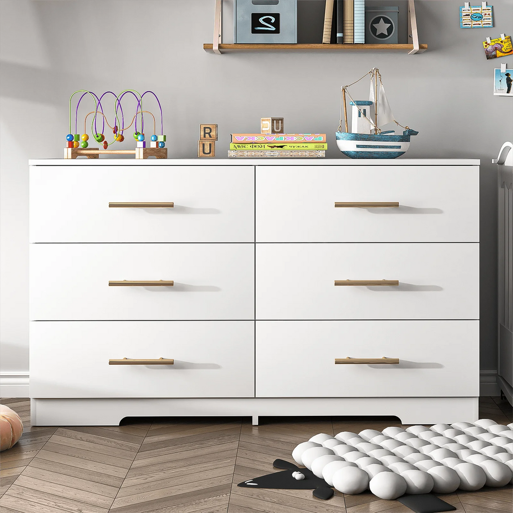 White 6 Drawer Dresser I33848