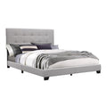 King Size Light Gray Button Tufted Upholstery Wood Bed P634751