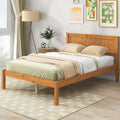 Oak Full Platform Bed Frame with Headboard A25599