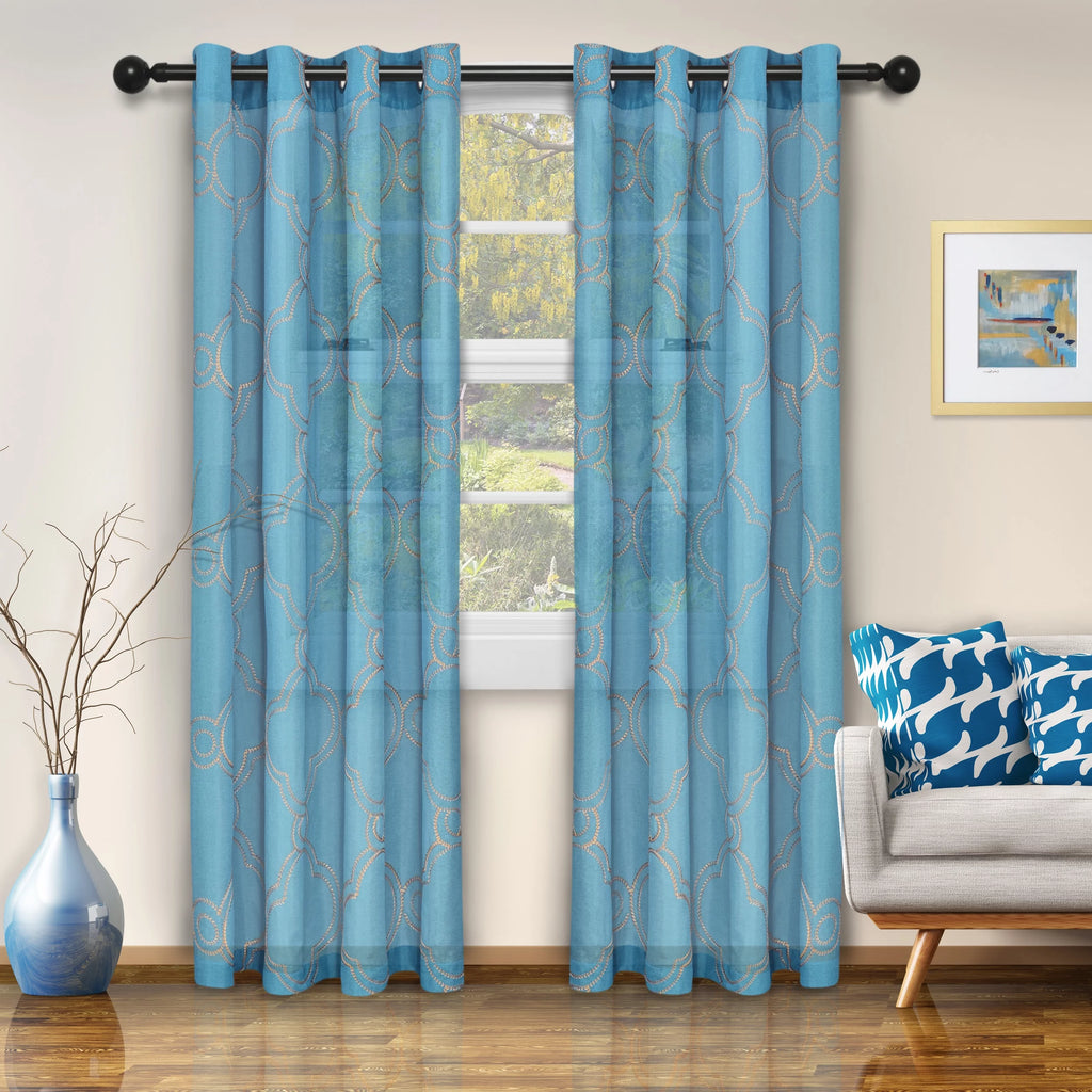 Semi-Sheer Moroccan Printed Curtain Set of 2 J543686