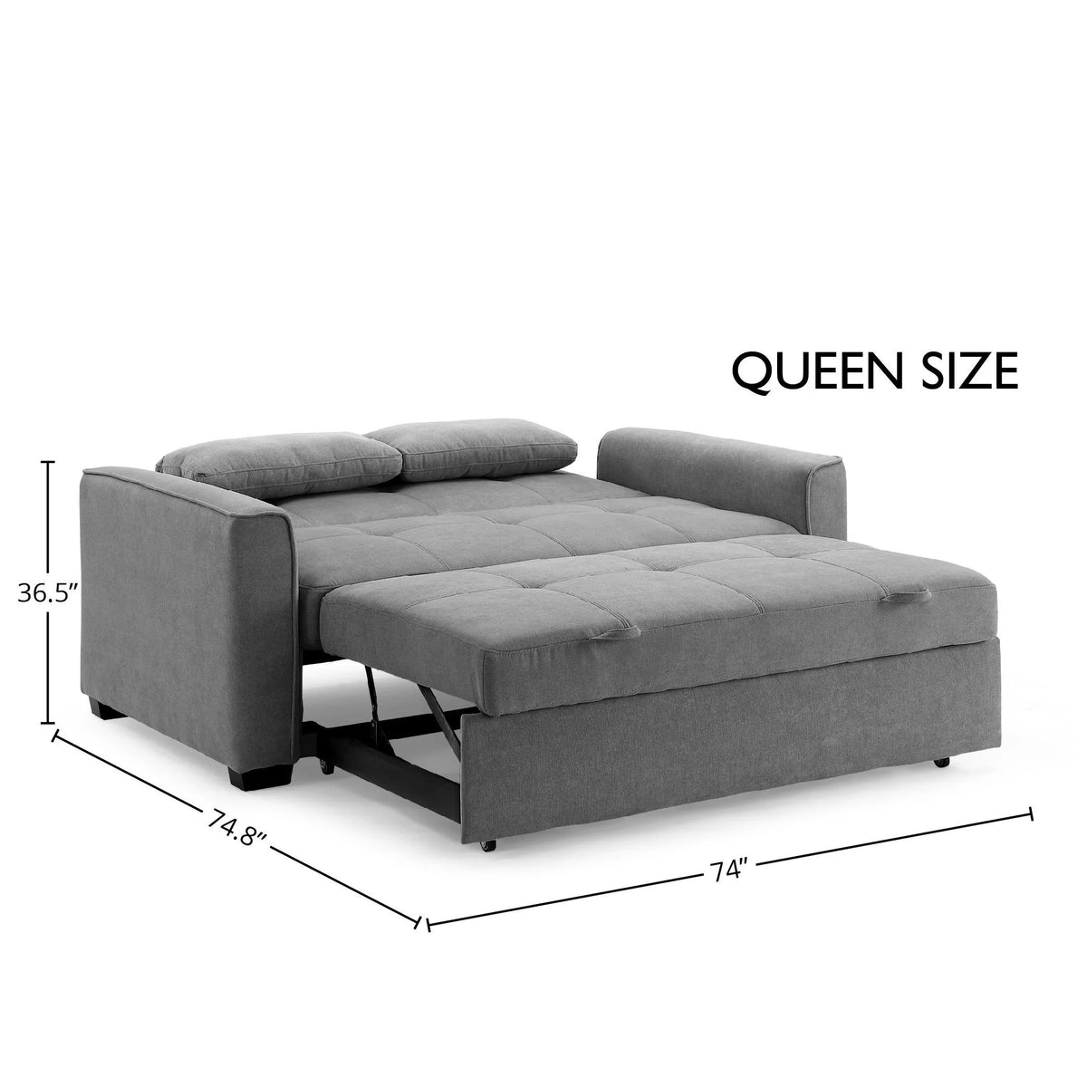 Light Gray Queen Size Chenille Sleeper Sofa Y4974