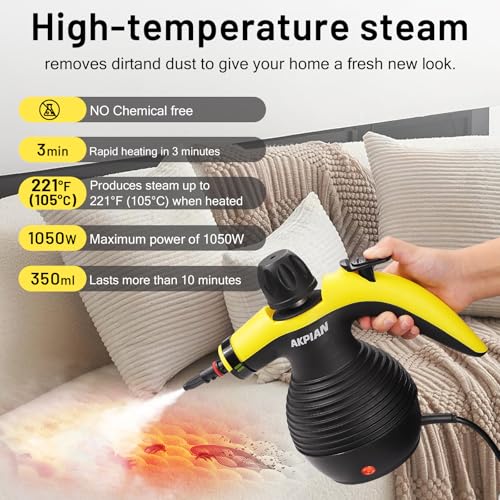 Handheld Multipurpose Steam Cleaner with Safety Lock and 10 Accessory Kit W9958