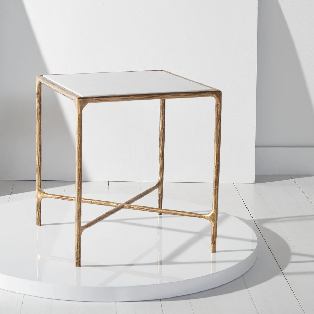 Glass Top Metal End Table D1987