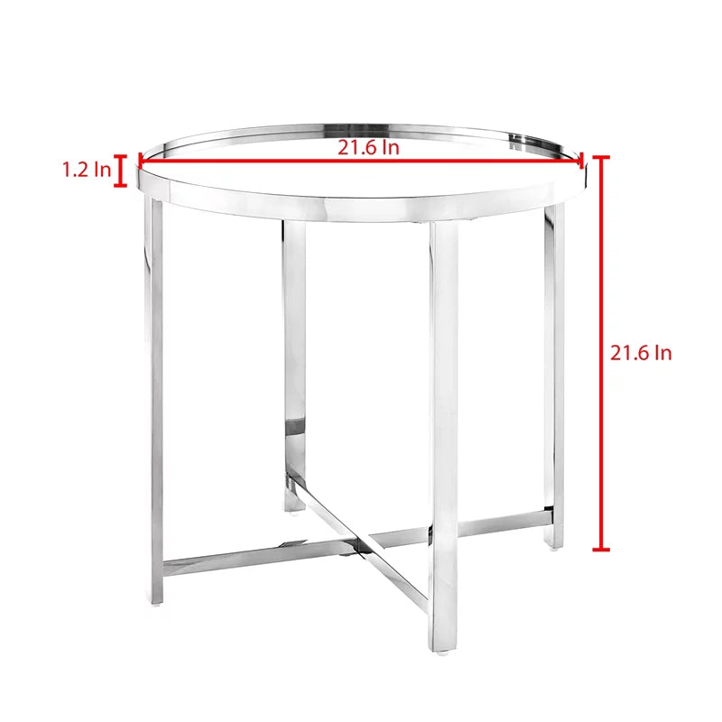 21.6 in. Mirrored Top Cross Legs End Table P6137
