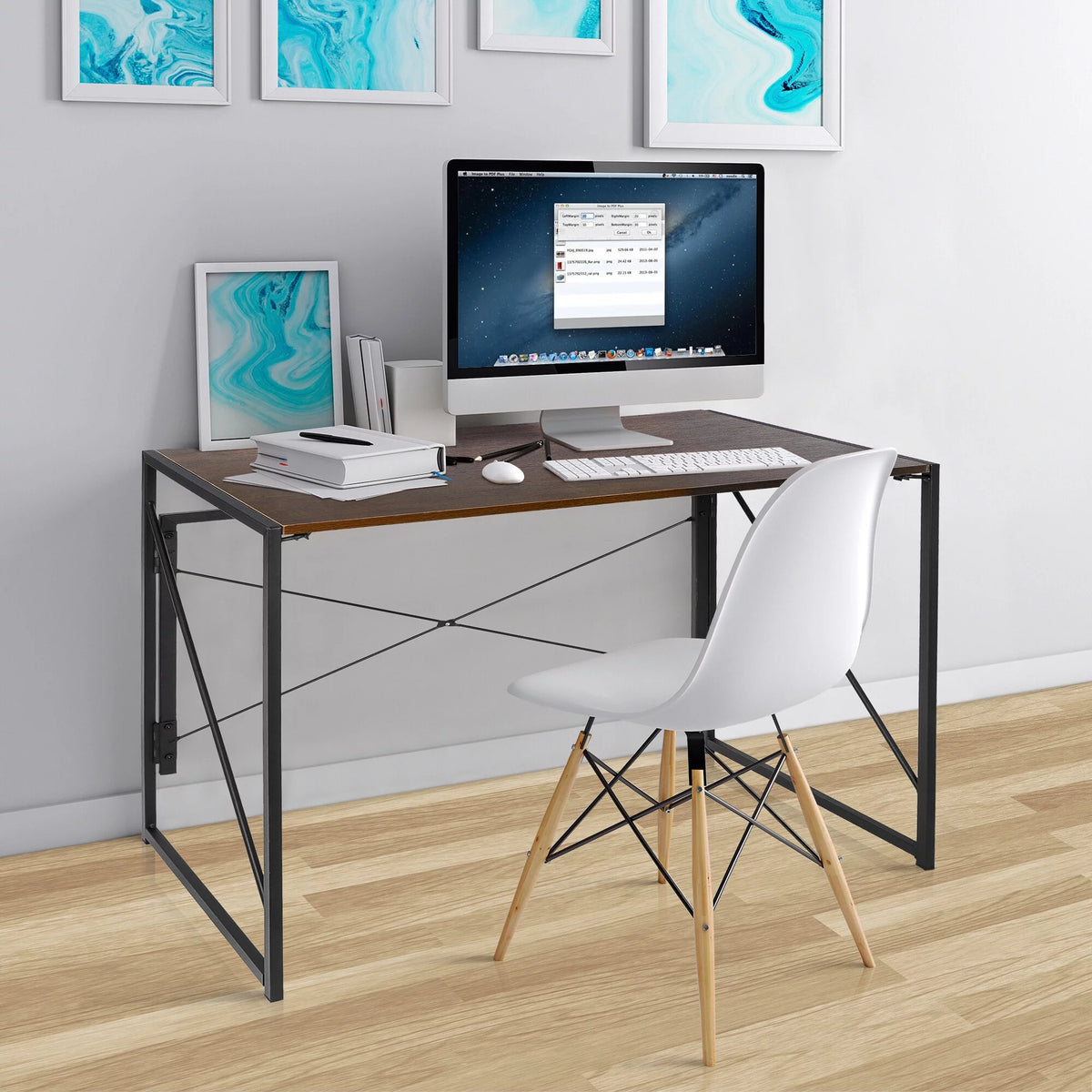 39 inch Folding Computer Desk Brown P51662