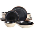 Black 16pcs Double Bowl Dinnerware Set C21504