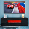 Black 70inch TV Stand with LED Light and Fireplace Y3099