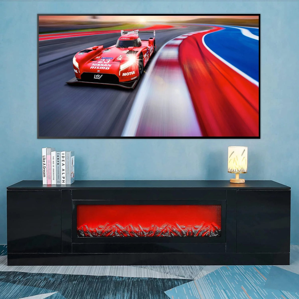 Black 70inch TV Stand with LED Light and Fireplace Y3099