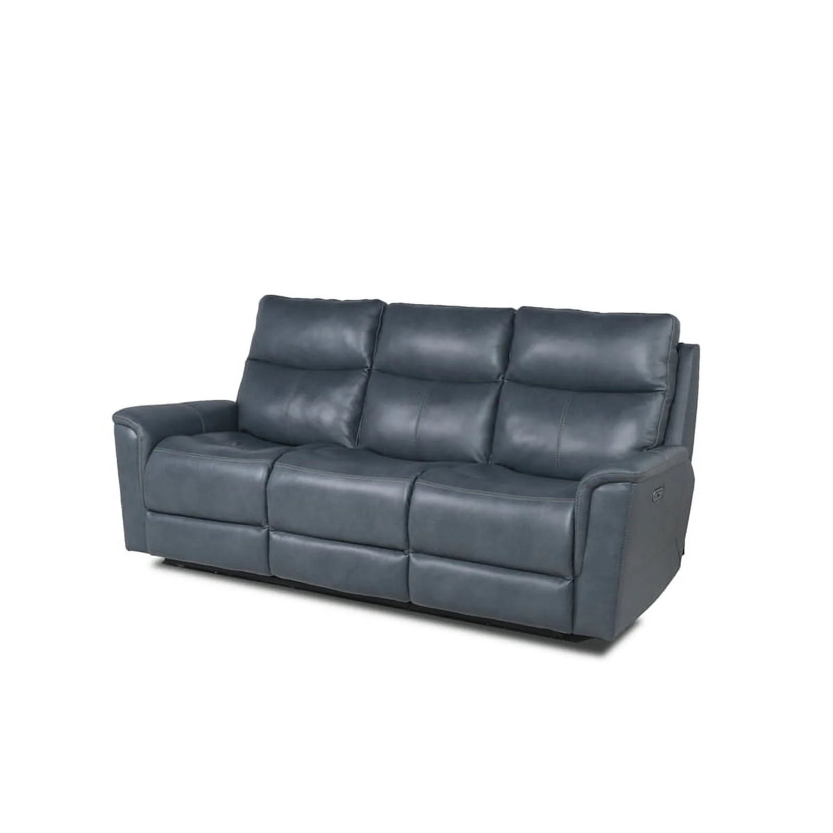 Blue Grey Leather Power Motion Sofa Y7290