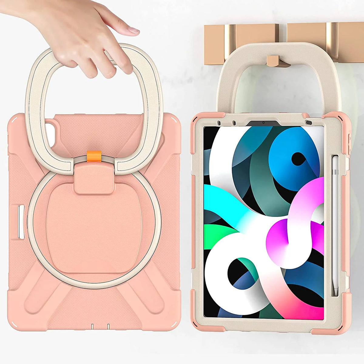 iPad Case with Rotatable Stand Shoulder Strap Pencil Holder Shockproof Silicone X70809
