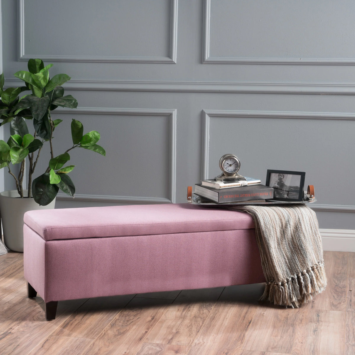 Black Checkerboard Fabric Storage Ottoman C711754