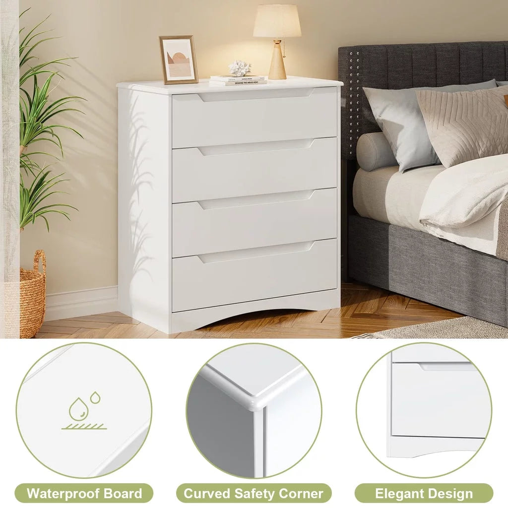 White 5 Drawer Dresser with Cutout Handles U143