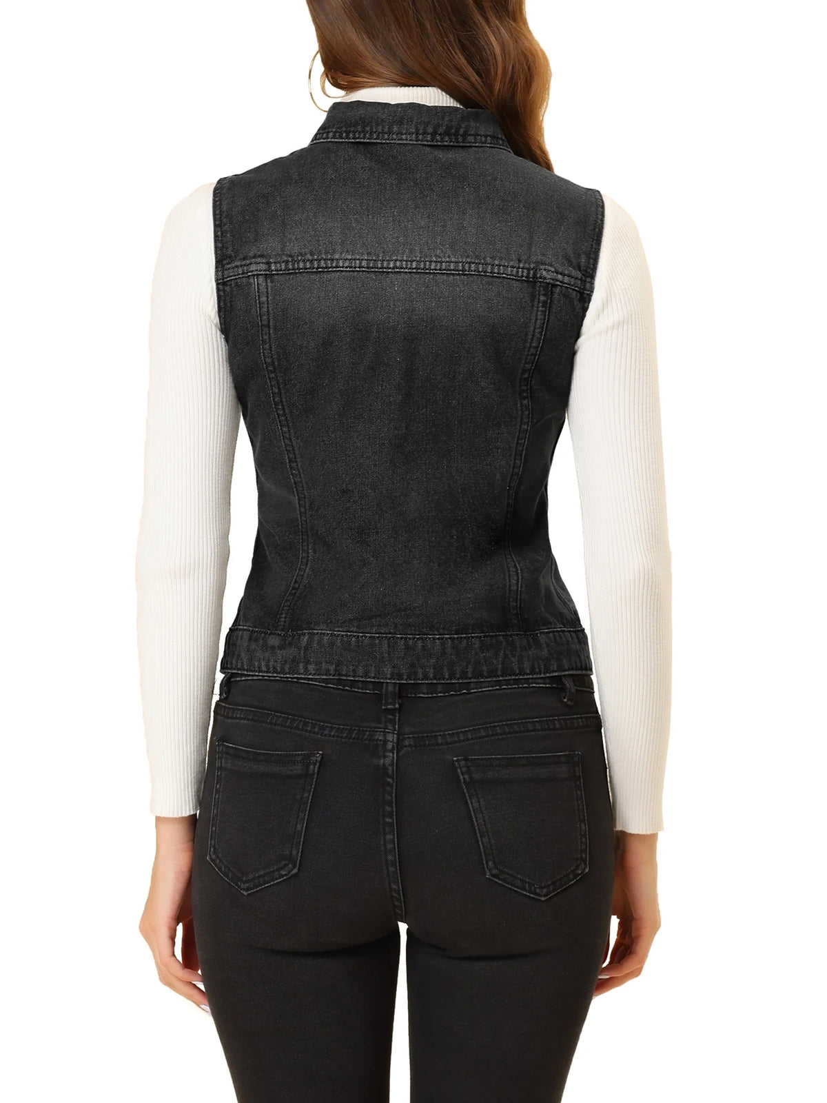 Washed Denim Vest Jacket V2384