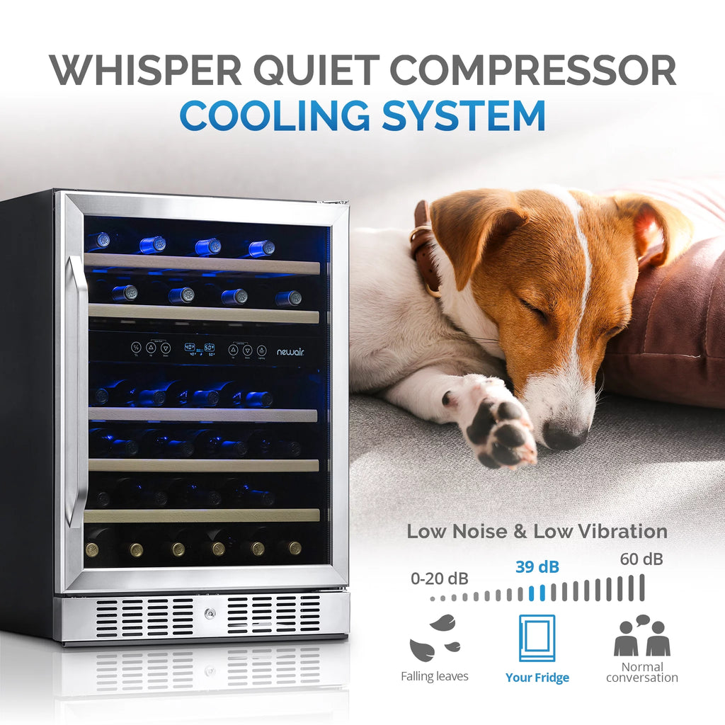 46-Bottle Dual-Zone Stainless Steel Wine Refrigerator H9260