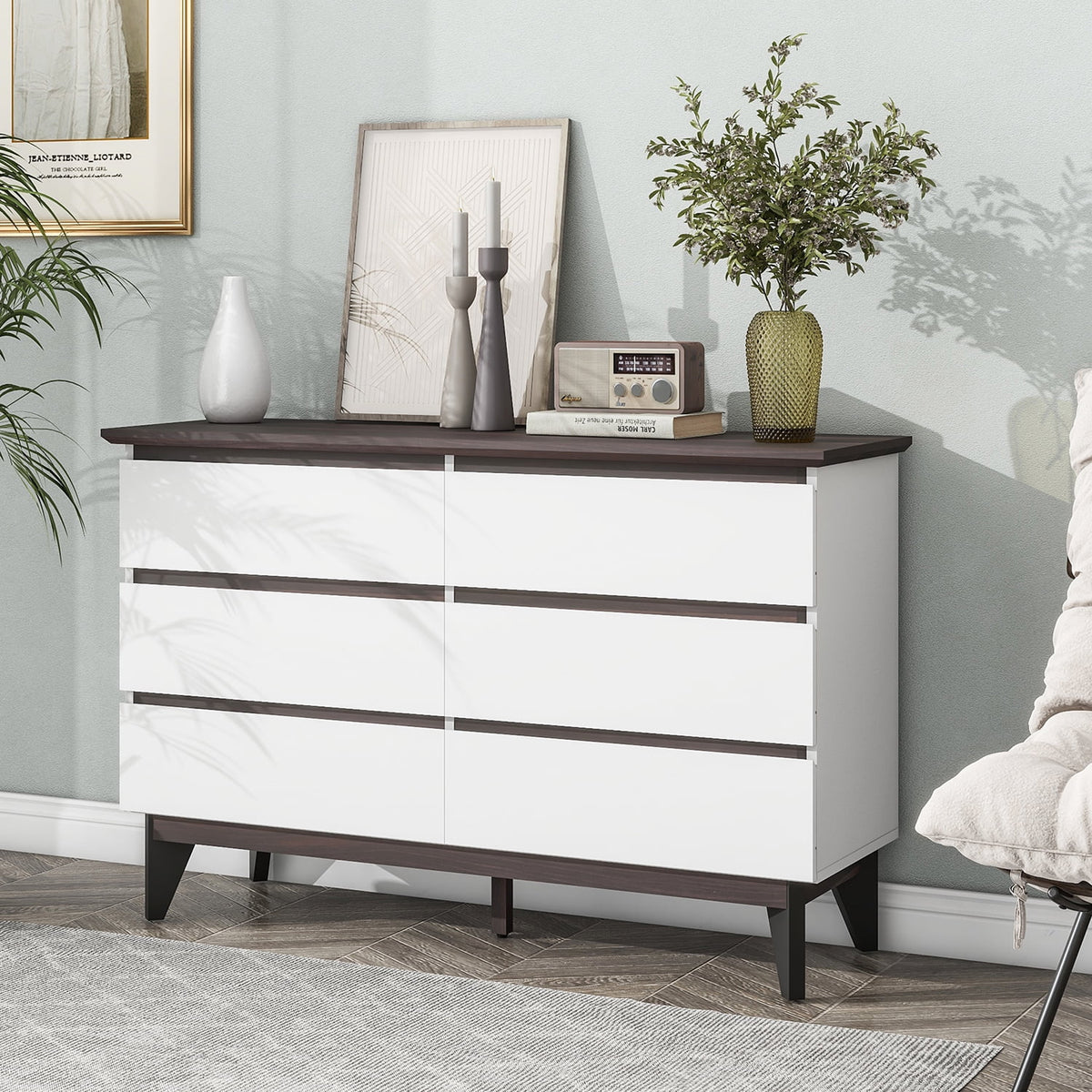 White 6 Drawer Dresser I33848