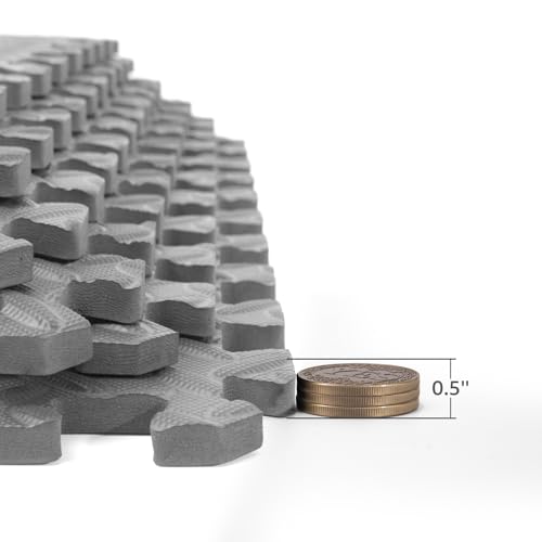 1/2” Thick Foam Interlocking Exercise Mats, Pack of 6 C613322