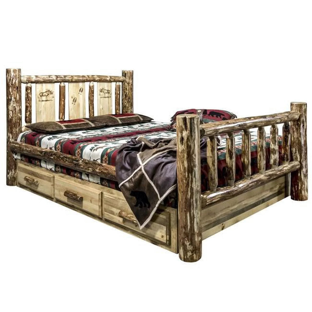 Brown California King Wood Storage Bed M96501