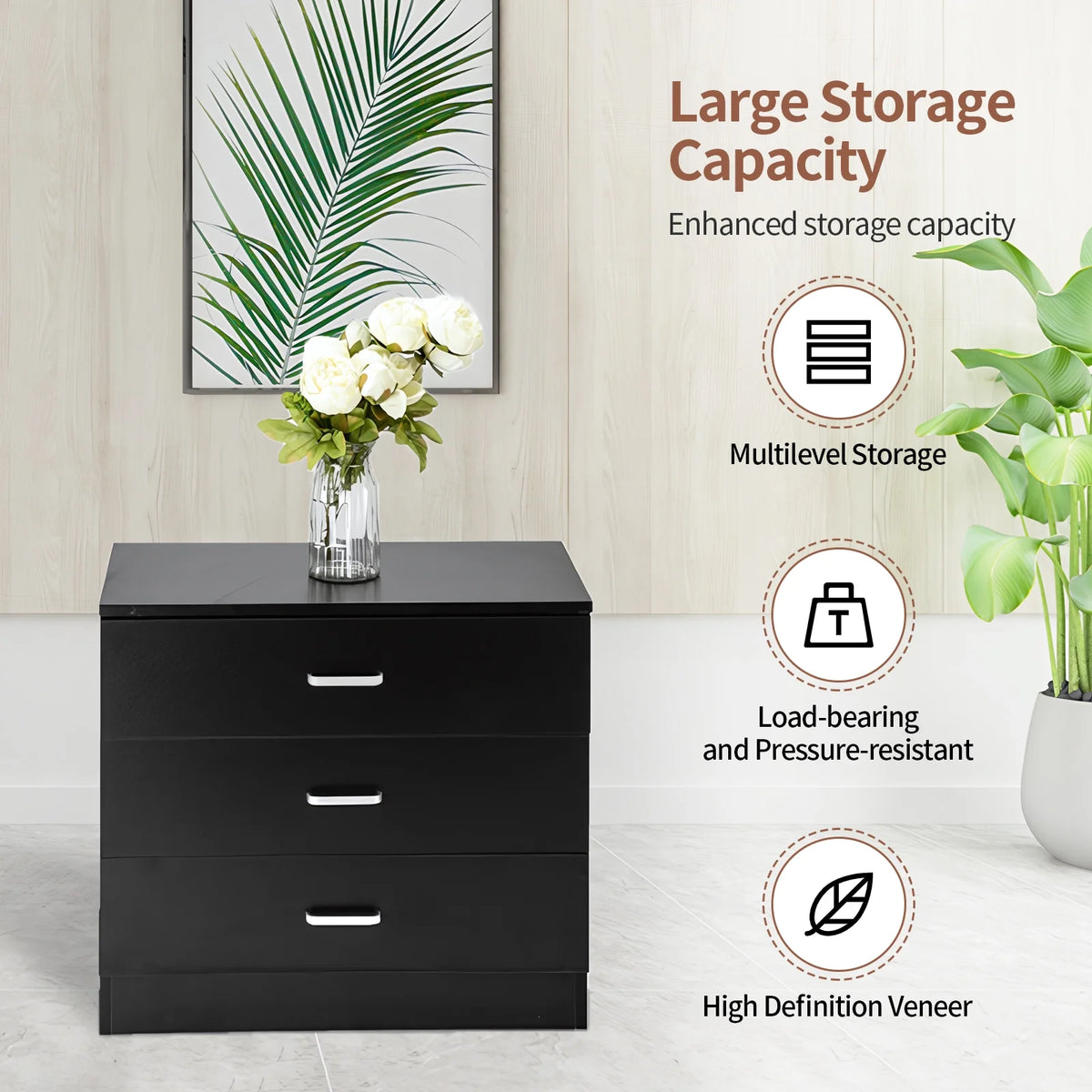 Black Wooden Storage Chest of Drawers Z44922