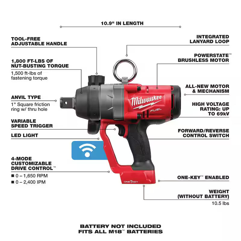 18V Lithium-Ion Brushless Cordless 1 in. Impact Wrench with Friction Ring & 8.0Ah Battery Starter Kit S586583