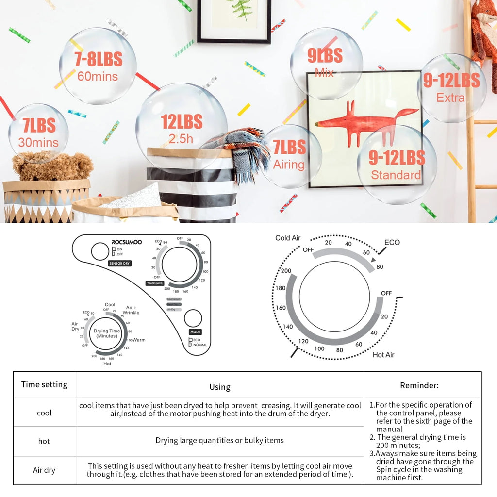 Stainless Steel Compact Electric Clothes Dryer B844