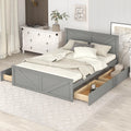 Wood Queen Bed Frame with 4 Storage Drawers G245