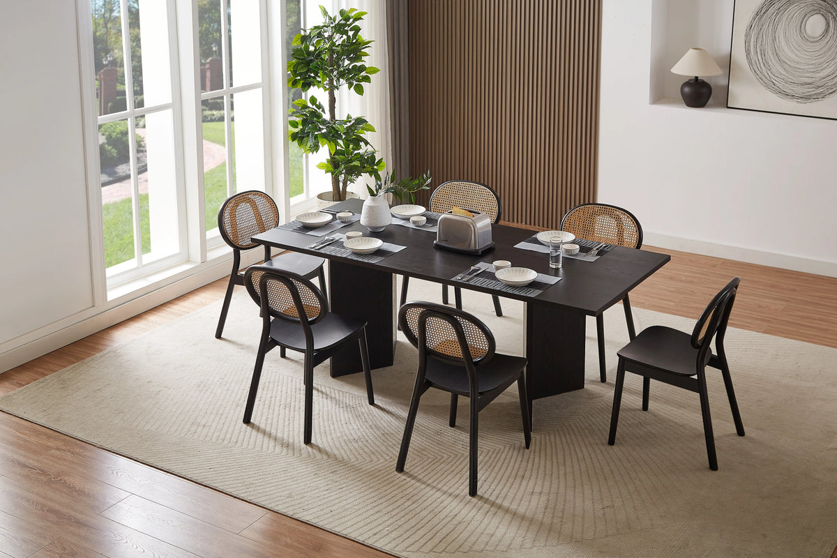 Black 78.74 inch Wood Dining Table B7437
