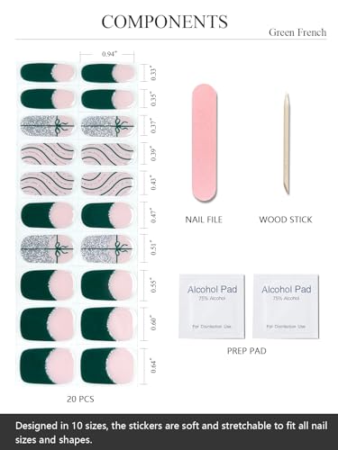 Semi Cured Gel Nail Strips French Snowflake 20 Pcs B35357
