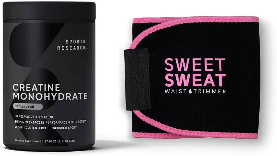Creatine Monohydrate and Waist Trimmer Black Pink Large A290