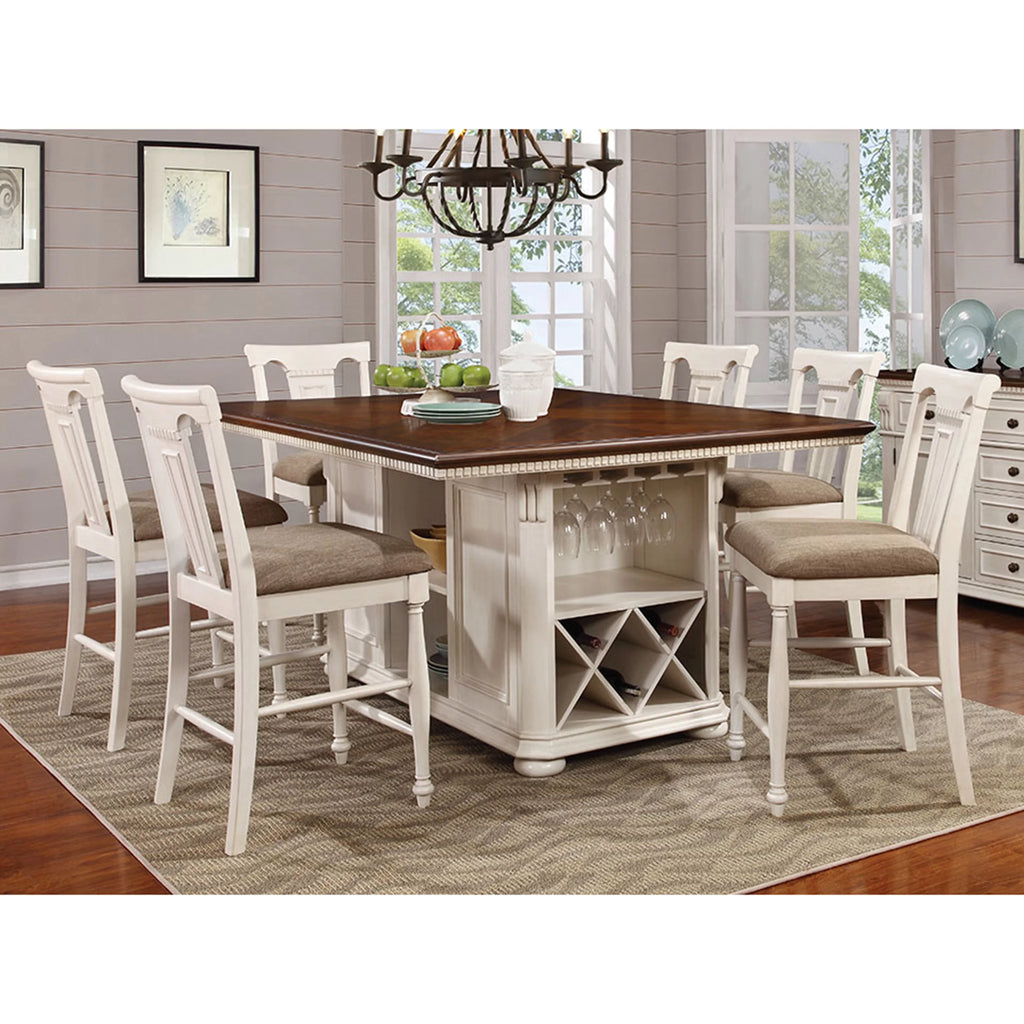 Upholstered Fabric Counter Height Dining Chairs Set of 2 White U4339