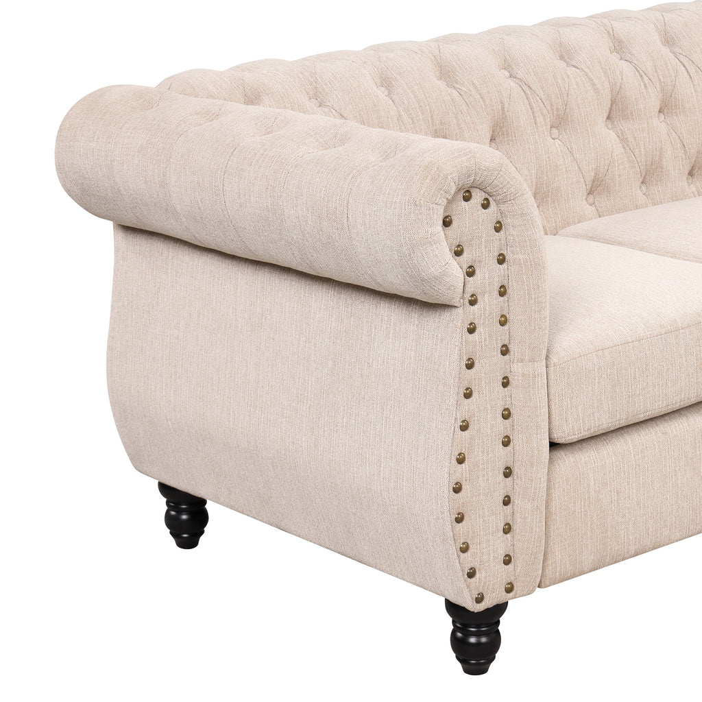 Dutch Velvet Tufted Sofa Set with Solid Wood Legs Y904