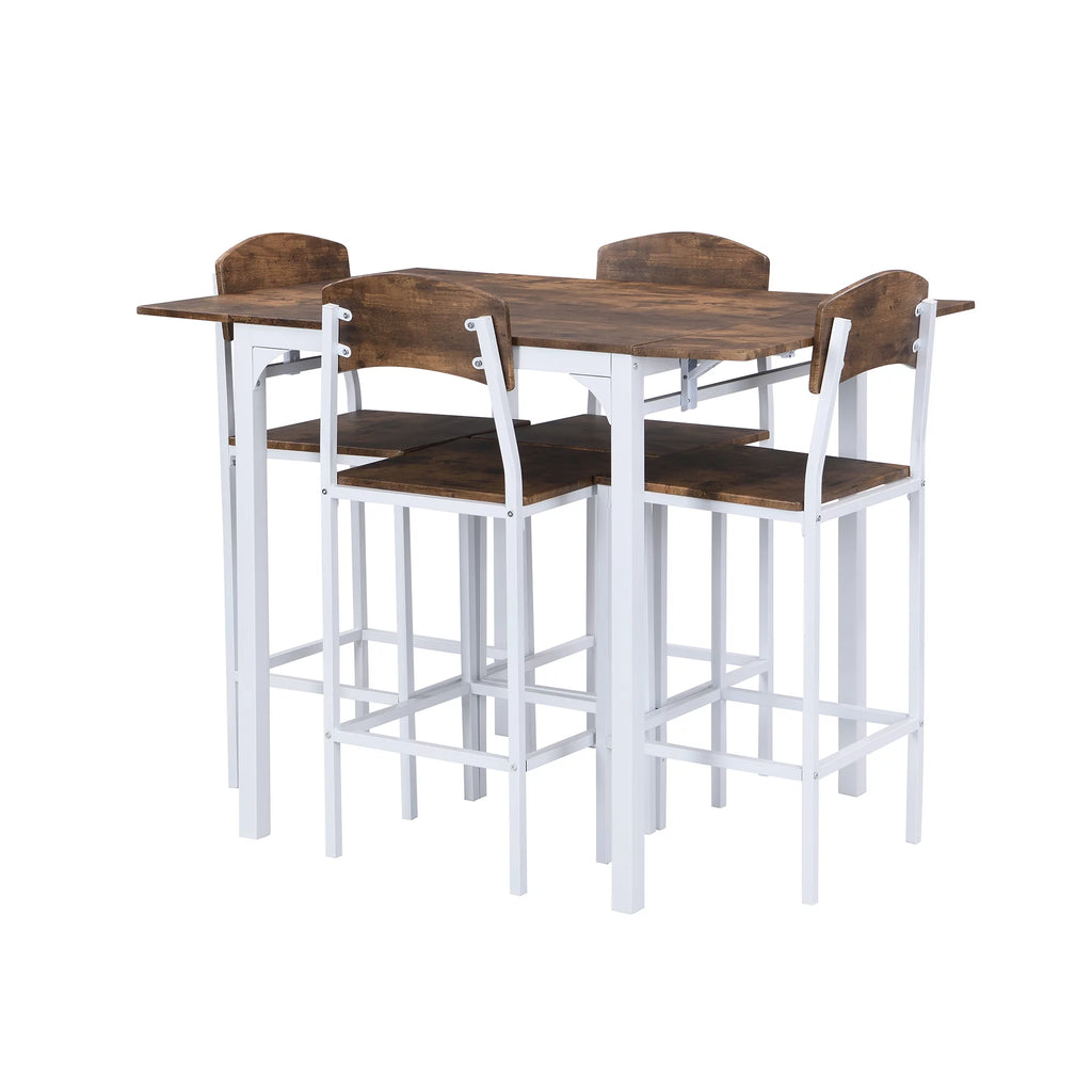 5 Piece Counter Height Dining Table Set with Drop Leaf and 4 Chairs P1823