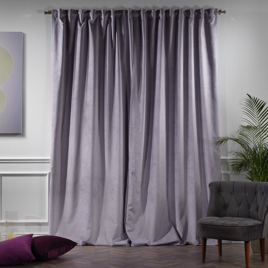 Matte Velvet Curtains Set of 2 Panels S98274