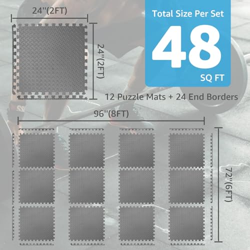 1/2” Thick Foam Interlocking Exercise Mats, Pack of 6 C613322