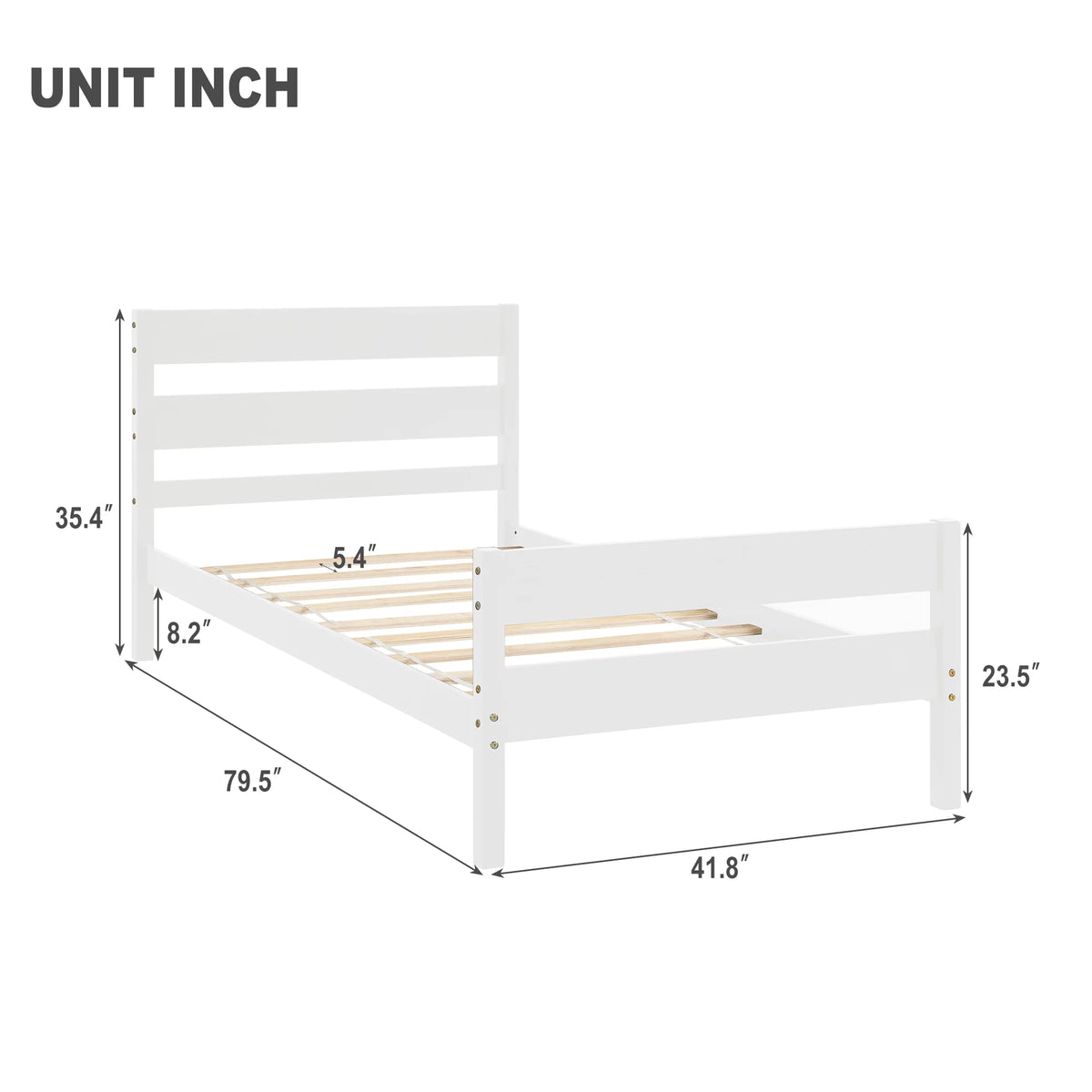 White Twin Bed with Headboard and Footboard X901092