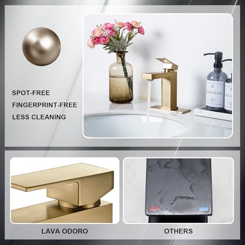 Brushed Gold Single Hole Vessel Sink Faucet with Pop up Drain U93903