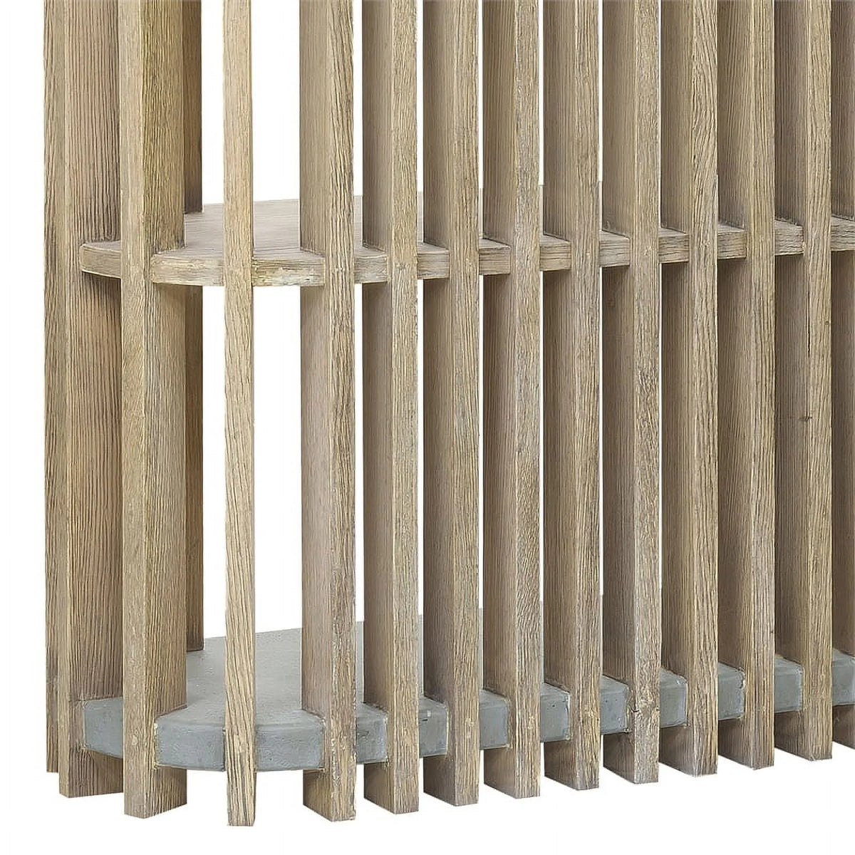 Wood Slat Display Console with Concrete Top I581735