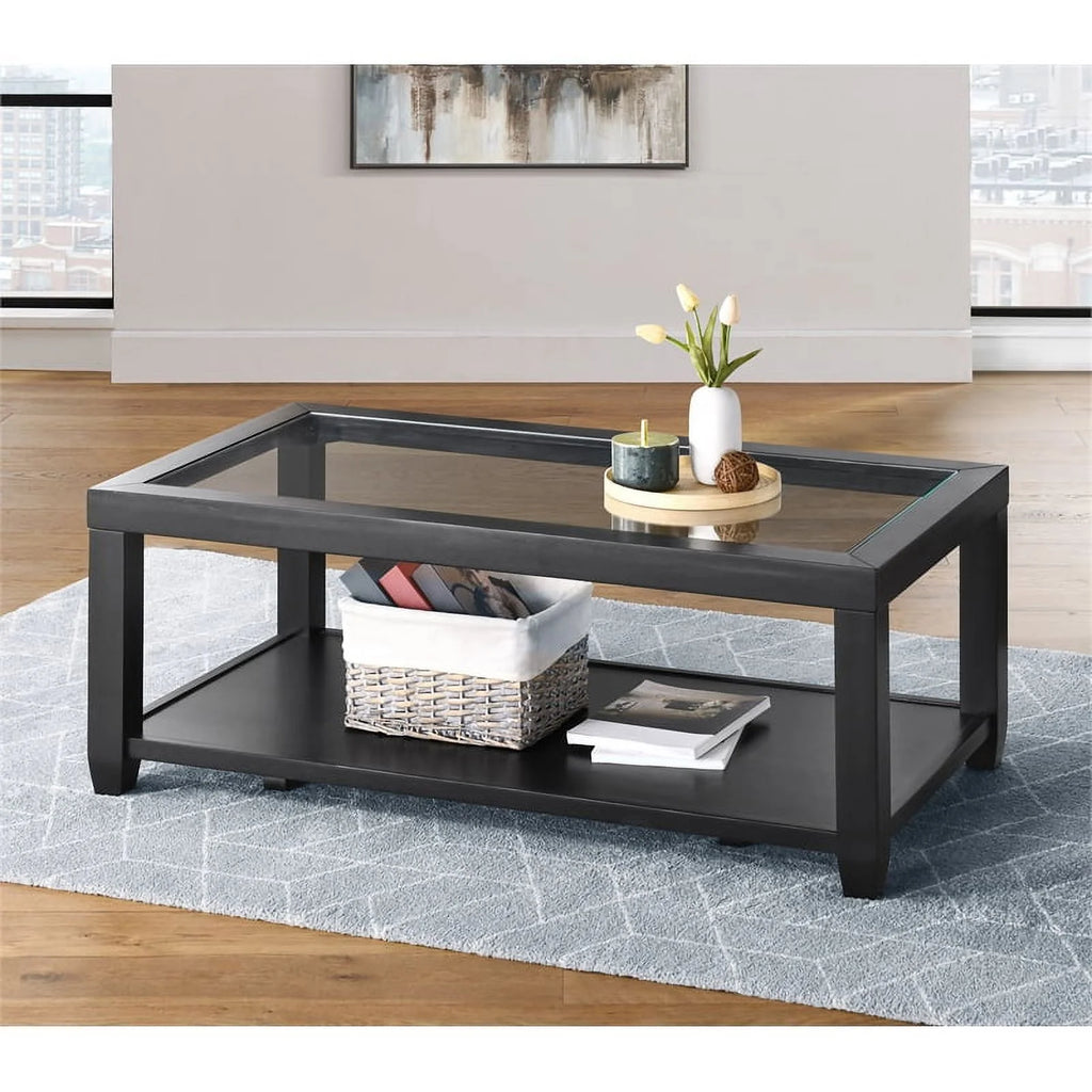 3 Piece Coffee Table and 2 End Tables in Black Y464