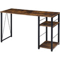Brown & Black Writing Desk with 2 Tier Shelves Z294