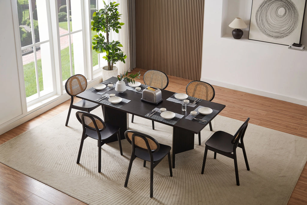 Black 78.74 inch Wood Dining Table B7437