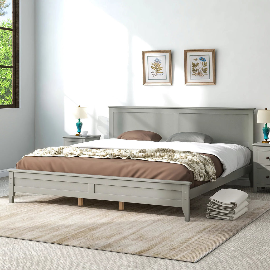 Solid Wood King Platform Bed J615