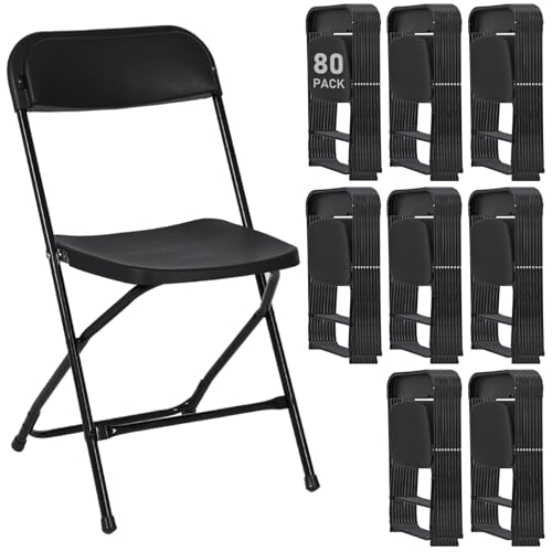 White Plastic Folding Chairs, 10 Pack Stackable Steel Frame O229384