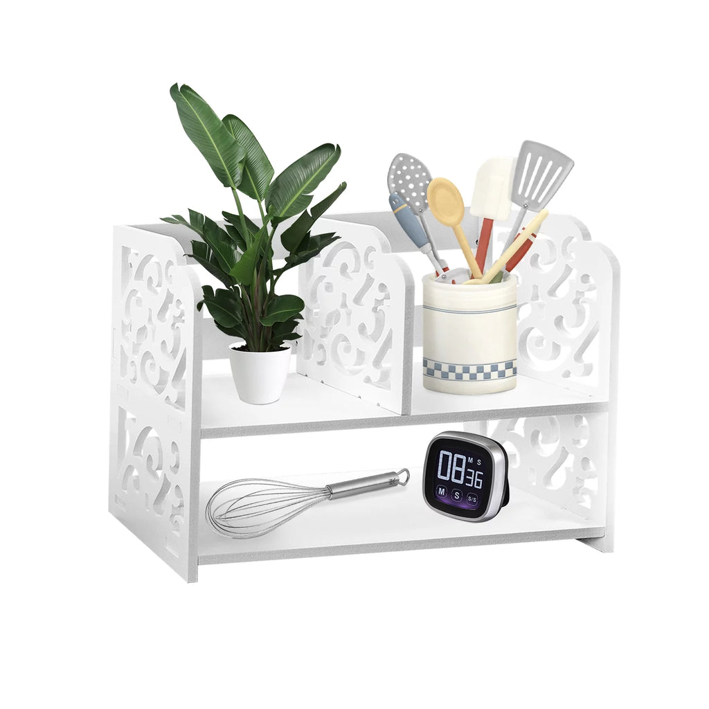 Small Desktop Organizer Bookshelf Storage Rack Wood Display Shelf O3939