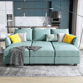 Aqua Blue Fabric Sleeper Sectional Sofa Bed with Storage Ottomans Z13286