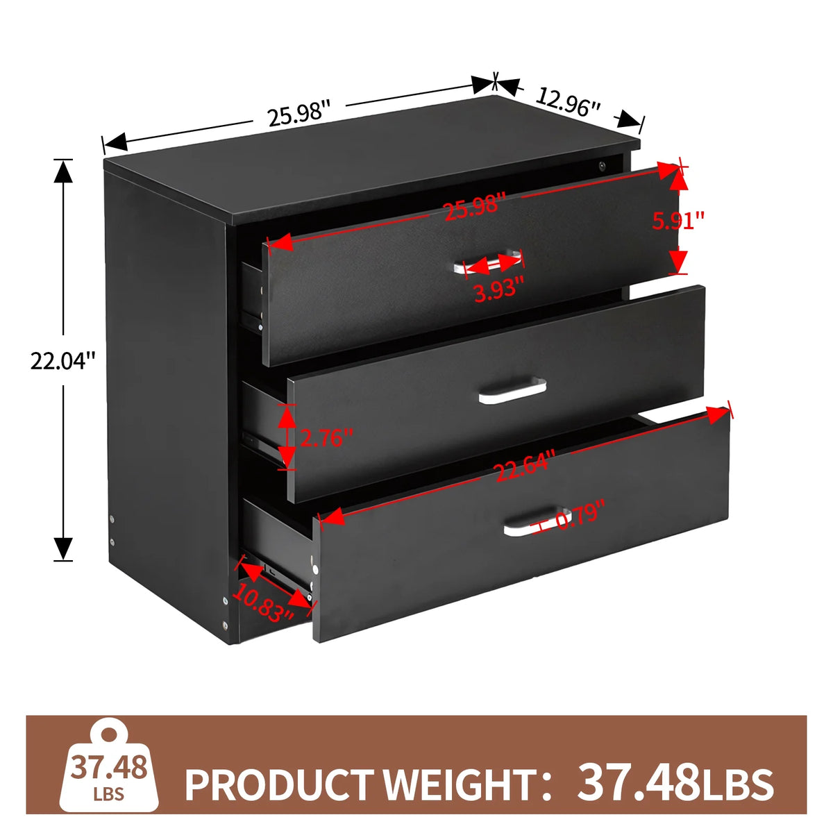 Black Wooden Storage Chest of Drawers Z44922