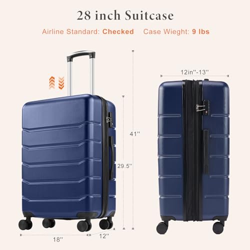 Navy Blue 24 Inch Hard Shell ABS Spinner Luggage F1427